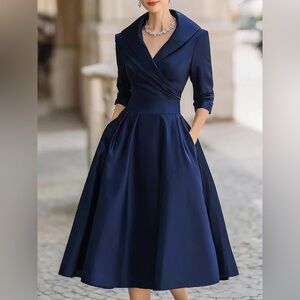 Sophisticated Navy Midi Dress
